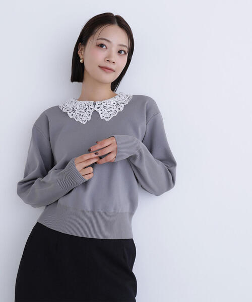 NATURAL BEAUTY BASIC(ナチュラルビューティーベーシック)の「◇レースカラーフォルムニット(ニット/セーター・レディース・グレー/ブラウン/ネイビー・FREE)」の22枚目の写真