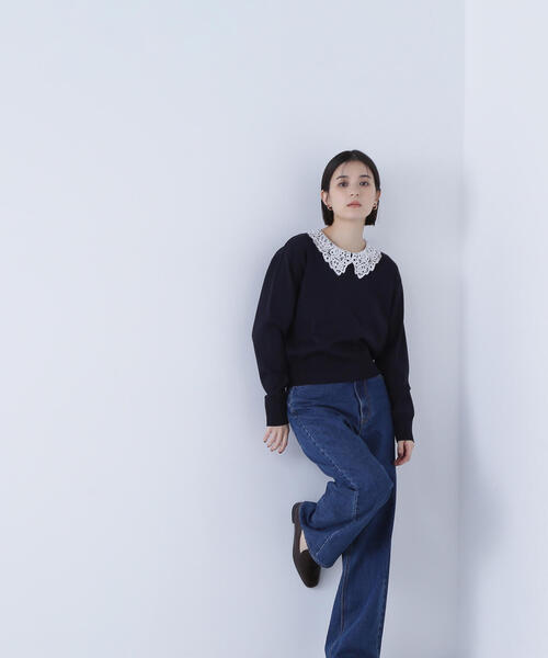 NATURAL BEAUTY BASIC(ナチュラルビューティーベーシック)の「◇レースカラーフォルムニット(ニット/セーター・レディース・グレー/ブラウン/ネイビー・FREE)」の10枚目の写真