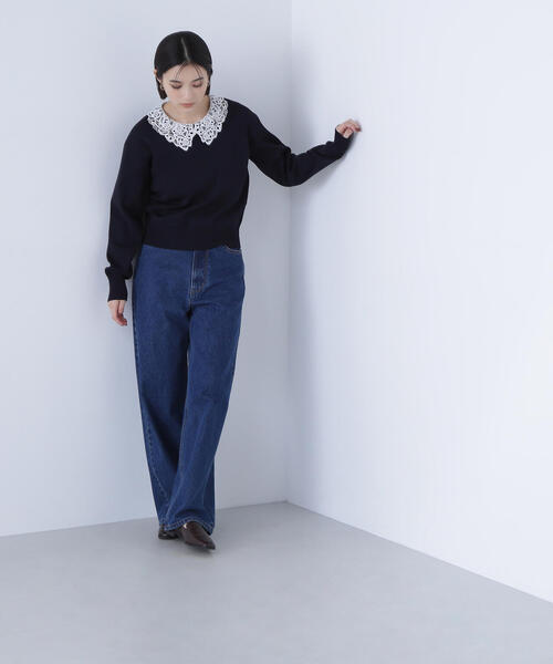 NATURAL BEAUTY BASIC(ナチュラルビューティーベーシック)の「◇レースカラーフォルムニット(ニット/セーター・レディース・グレー/ブラウン/ネイビー・FREE)」の12枚目の写真