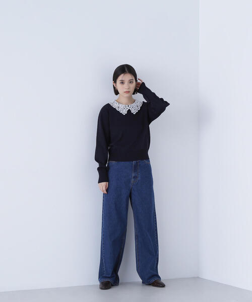 NATURAL BEAUTY BASIC(ナチュラルビューティーベーシック)の「◇レースカラーフォルムニット(ニット/セーター・レディース・グレー/ブラウン/ネイビー・FREE)」の15枚目の写真