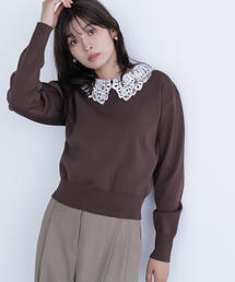 ◇レースカラーフォルムニット