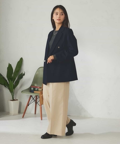 a.v.v（アーヴェヴェ）の「【マシンウォッシャブル】ダブルブレストジャケット（テーラードジャケット・レディース・ネイビー/モカ・36/38/40）」の12枚目の写真