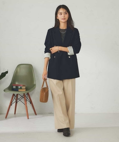 a.v.v（アーヴェヴェ）の「【マシンウォッシャブル】ダブルブレストジャケット（テーラードジャケット・レディース・ネイビー/モカ・36/38/40）」の13枚目の写真