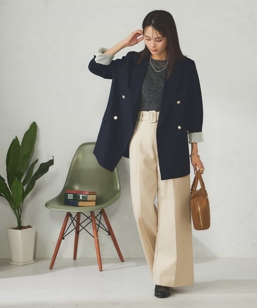 a.v.v（アーヴェヴェ）の「【マシンウォッシャブル】ダブルブレストジャケット（テーラードジャケット・レディース・ネイビー/モカ・36/38/40）」の16枚目の写真