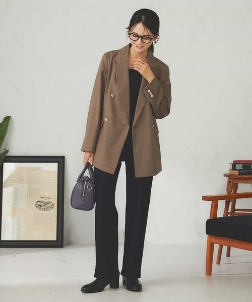 a.v.v（アーヴェヴェ）の「【マシンウォッシャブル】ダブルブレストジャケット（テーラードジャケット・レディース・ネイビー/モカ・36/38/40）」の20枚目の写真