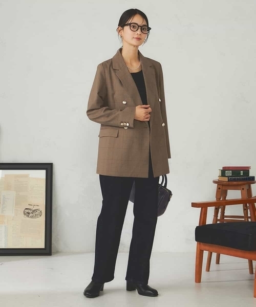 a.v.v（アーヴェヴェ）の「【マシンウォッシャブル】ダブルブレストジャケット（テーラードジャケット・レディース・ネイビー/モカ・36/38/40）」の21枚目の写真