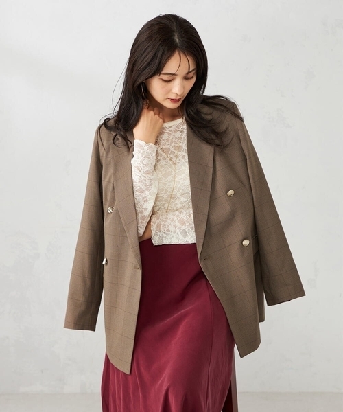 a.v.v（アーヴェヴェ）の「【マシンウォッシャブル】ダブルブレストジャケット（テーラードジャケット・レディース・ネイビー/モカ・36/38/40）」の22枚目の写真