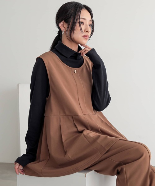 n'OrLABEL(ノアールレーベル)の「【吸湿発熱・保温・帯電防止】シャツ襟ハイネックカットソー(Tシャツ/カットソー・レディース・ブラック/グレイッシュベージュ/アイボリー/チャコール/ネイビー・M/LL/L)」の7枚目の写真