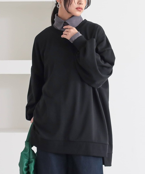 n'OrLABEL(ノアールレーベル)の「【吸湿発熱・保温・帯電防止】シャツ襟ハイネックカットソー(Tシャツ/カットソー・レディース・ブラック/グレイッシュベージュ/アイボリー/チャコール/ネイビー・M/LL/L)」の11枚目の写真