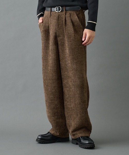 セール】モールツイード2タックテーパードパンツ（スラックス