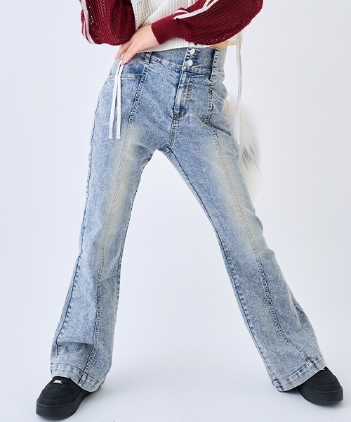 セール】【ストレッチ】スタイルアップフレアデニム（デニムパンツ