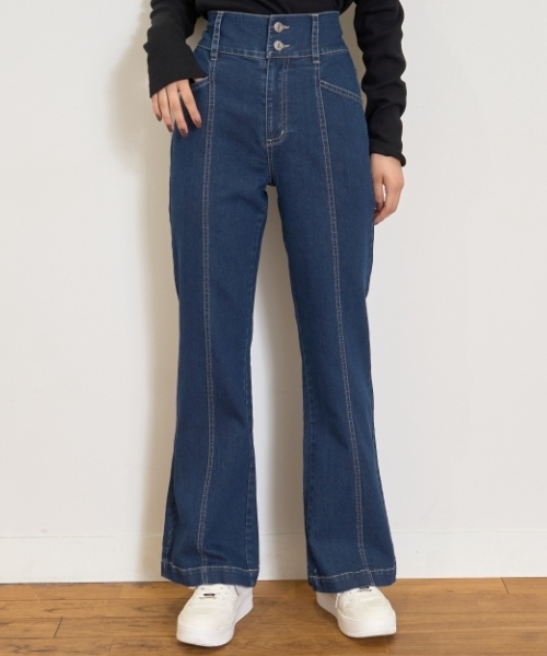 ストレッチ】スタイルアップフレアデニム（デニムパンツ）｜LOVETOXIC