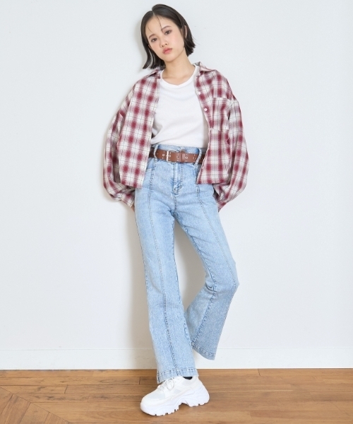 ストレッチ】スタイルアップフレアデニム（デニムパンツ）｜LOVETOXIC