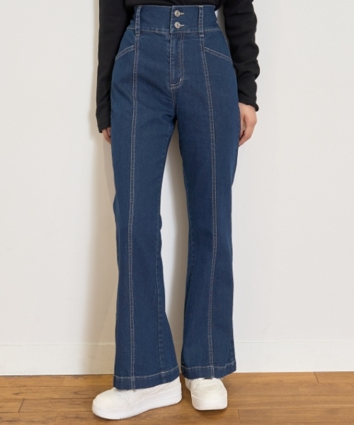 ストレッチ】スタイルアップフレアデニム(デニムパンツ)|LOVETOXIC ストレッチ】スタイルアップフレアデニム(デニムパンツ)|LOVETOXIC