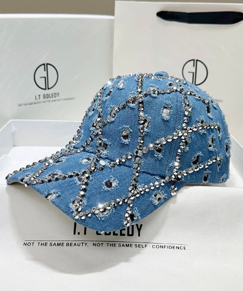 セール】Y2Kラインストーンデニムキャップ（キャップ）｜Sibra（シブラ