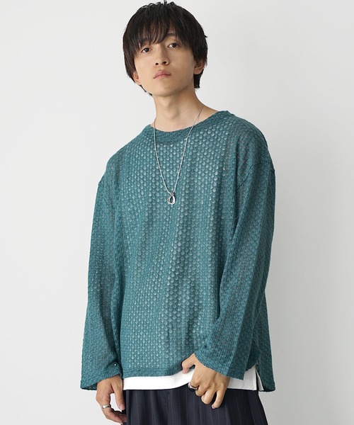 MinoriTY(マイノリティ)の「【MinoriTY】フェザータッチシアーロンT シアーニット シアートップス メンズ 秋服 春服(Tシャツ/カットソー・メンズ・アイボリー/ブラウン/グリーン/オレンジ・S/M/L)」の16枚目の写真