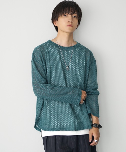 MinoriTY(マイノリティ)の「【MinoriTY】フェザータッチシアーロンT シアーニット シアートップス メンズ 秋服 春服(Tシャツ/カットソー・メンズ・アイボリー/ブラウン/グリーン/オレンジ・S/M/L)」の15枚目の写真