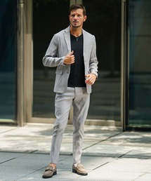 SOMEDIFF(サムディフ)の【SOMEDIFF】ツイルテーラードジャケットセットアップ メンズ 上下セット スーツ カジュアル スキニー スリム ストレッチ 秋服(セットアップ)