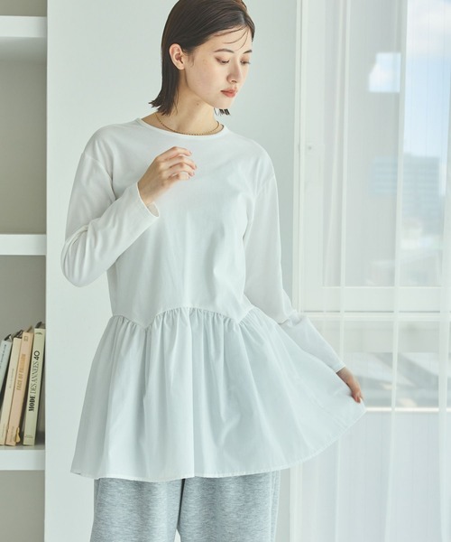 LAKOLE（ラコレ）の「アソート裾レイヤード長袖 / 598755（Tシャツ/カットソー・レディース・ブラック/オフホワイト/その他9/ホワイト・FREE）」の7枚目の写真