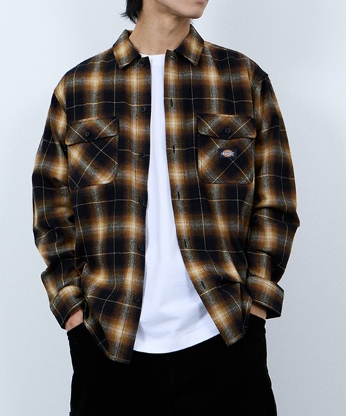 Dickies（ディッキーズ）の「【別注限定生産】Dickies 100% Cotton Plaid Work Shirt  Long Sleeve/綿100%チェックワークシャツ/ユニセックス（シャツ/ブラウス・メンズ・ブラック/カーキ/ブラウン/オレンジ・M/L/XL/XXL）」の3枚目の写真