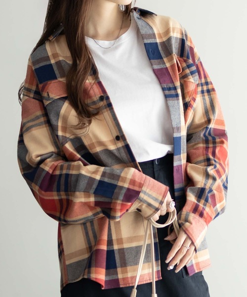 Dickies（ディッキーズ）の「【別注限定生産】Dickies 100% Cotton Plaid Work Shirt  Long Sleeve/綿100%チェックワークシャツ/ユニセックス（シャツ/ブラウス・メンズ・ブラック/カーキ/ブラウン/オレンジ・M/L/XL/XXL）」の4枚目の写真