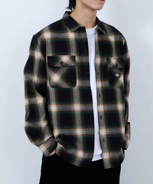 セール】【別注限定生産】Dickies 100% Cotton Plaid Work Shirt Long
