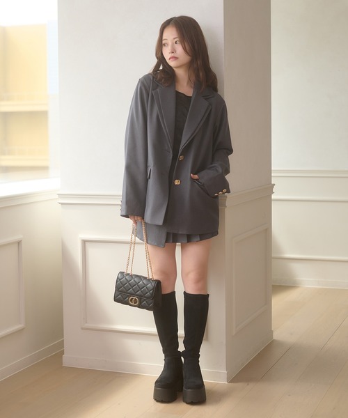 Ambre Neige(アンブルネージュ)の「W lapel tailored jacket / Wラペルテーラードジャケット(テーラードジャケット・レディース・チャコールグレー/ダークブラウン/ベージュ・FREE)」の16枚目の写真