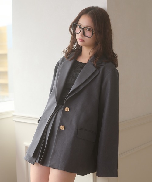 Ambre Neige(アンブルネージュ)の「W lapel tailored jacket / Wラペルテーラードジャケット(テーラードジャケット・レディース・チャコールグレー/ダークブラウン/ベージュ・FREE)」の14枚目の写真