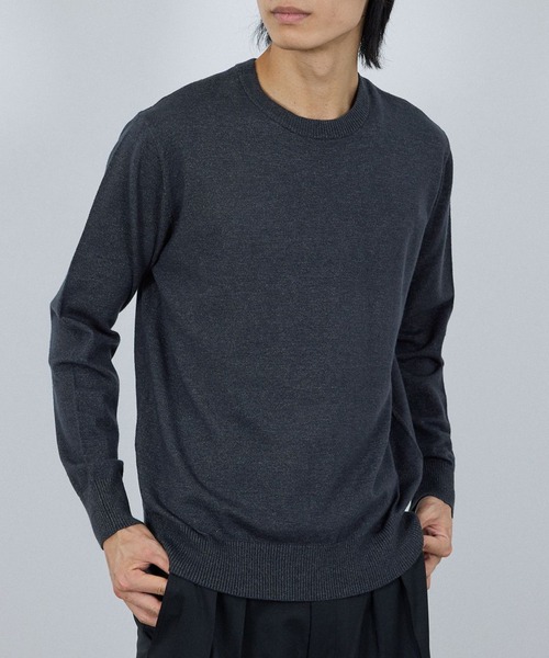 NAVY（ネイビー）の「NAVY 素肌ニットクルーネック（ニット/セーター・メンズ・チャコール/マスタード/ネイビー/杢グレー・S/M/XL/L）」の3枚目の写真