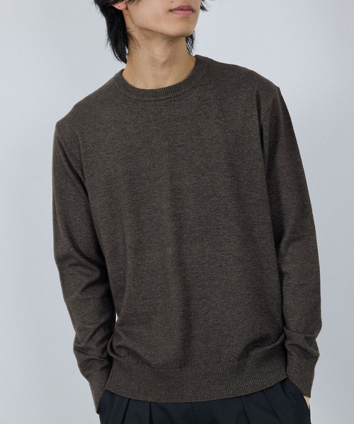 NAVY（ネイビー）の「NAVY 素肌ニットクルーネック（ニット/セーター・メンズ・チャコール/マスタード/ネイビー/杢グレー・S/M/XL/L）」の2枚目の写真