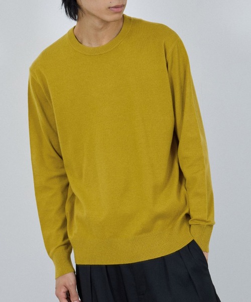 NAVY（ネイビー）の「NAVY 素肌ニットクルーネック（ニット/セーター・メンズ・チャコール/マスタード/ネイビー/杢グレー・S/M/XL/L）」の4枚目の写真