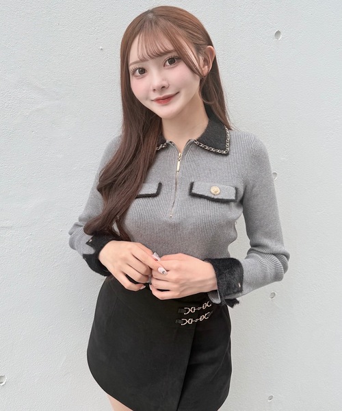 チェーンカラーZIPニット（ニット/セーター）｜NOMAE（ノーマエ）の