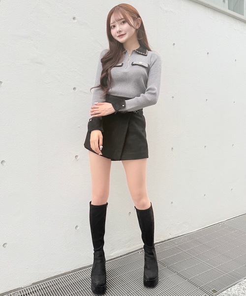 NOMAE(ノーマエ)の「チェーンカラーZIPニット(ニット/セーター・レディース・ブラウン/グレー/ブラック/アイボリー・FREE)」の7枚目の写真