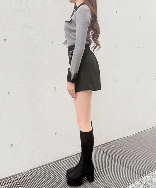 NOMAE(ノーマエ)の「チェーンカラーZIPニット(ニット/セーター・レディース・ブラウン/グレー/ブラック/アイボリー・FREE)」の10枚目の写真