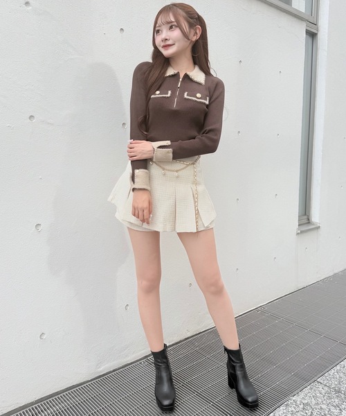 NOMAE(ノーマエ)の「チェーンカラーZIPニット(ニット/セーター・レディース・ブラウン/グレー/ブラック/アイボリー・FREE)」の16枚目の写真