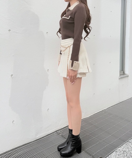 NOMAE(ノーマエ)の「チェーンカラーZIPニット(ニット/セーター・レディース・ブラウン/グレー/ブラック/アイボリー・FREE)」の19枚目の写真