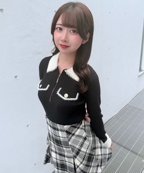 NOMAE(ノーマエ)の「チェーンカラーZIPニット(ニット/セーター・レディース・ブラウン/グレー/ブラック/アイボリー・FREE)」の21枚目の写真