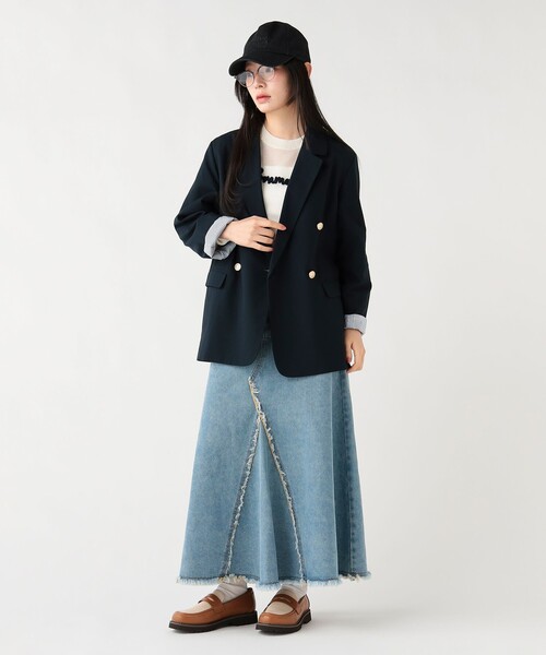 BEAMS HEART（ビームスハート）の「オーバー ダブル ジャケット（テーラードジャケット・レディース・グレー/ネイビー・MEDIUM/LARGE）」の3枚目の写真