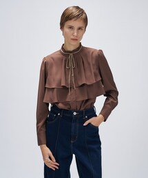 cloenc | 【手洗い可】ベロアリボンフリルブラウス(シャツ/ブラウス)