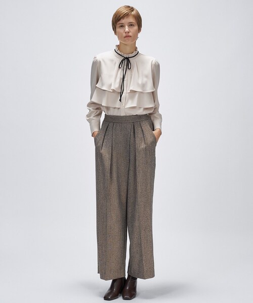 cloenc（クロエンス）の「【手洗い可】ベロアリボンフリルブラウス（シャツ/ブラウス・レディース・ライトブルー/オフホワイト/ダークブラウン・02）」の13枚目の写真