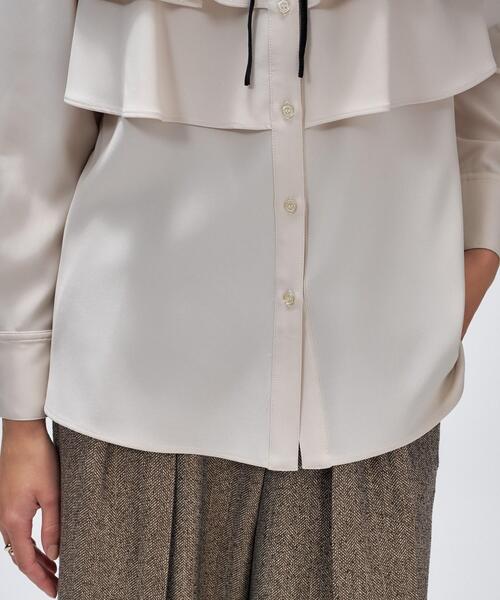 cloenc（クロエンス）の「【手洗い可】ベロアリボンフリルブラウス（シャツ/ブラウス・レディース・ライトブルー/オフホワイト/ダークブラウン・02）」の7枚目の写真