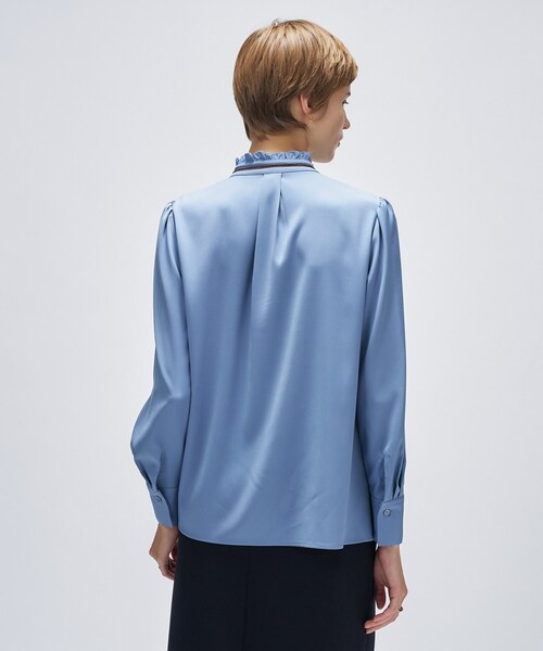 cloenc（クロエンス）の「【手洗い可】ベロアリボンフリルブラウス（シャツ/ブラウス・レディース・ライトブルー/オフホワイト/ダークブラウン・02）」の11枚目の写真