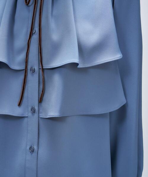 cloenc（クロエンス）の「【手洗い可】ベロアリボンフリルブラウス（シャツ/ブラウス・レディース・ライトブルー/オフホワイト/ダークブラウン・02）」の12枚目の写真