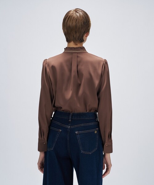 cloenc（クロエンス）の「【手洗い可】ベロアリボンフリルブラウス（シャツ/ブラウス・レディース・ライトブルー/オフホワイト/ダークブラウン・02）」の21枚目の写真