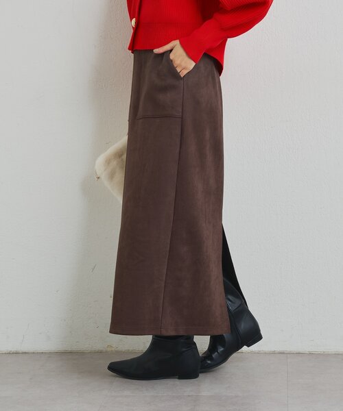 un dix cors（アンディコール）の「《女性らしい上品シルエット》マシュマロスエードナロースカート（スカート・レディース・キャメル/ブラウン/ピンクベージュ・FREE）」の6枚目の写真