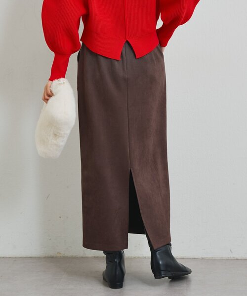 un dix cors（アンディコール）の「《女性らしい上品シルエット》マシュマロスエードナロースカート（スカート・レディース・キャメル/ブラウン/ピンクベージュ・FREE）」の7枚目の写真