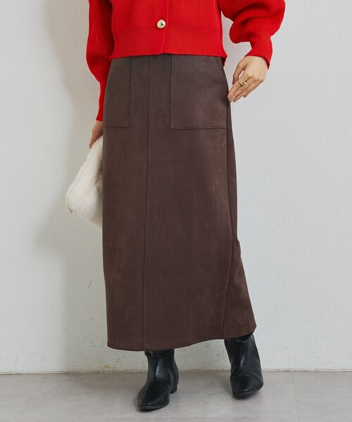 un dix cors（アンディコール）の「《女性らしい上品シルエット》マシュマロスエードナロースカート（スカート・レディース・キャメル/ブラウン/ピンクベージュ・FREE）」の8枚目の写真