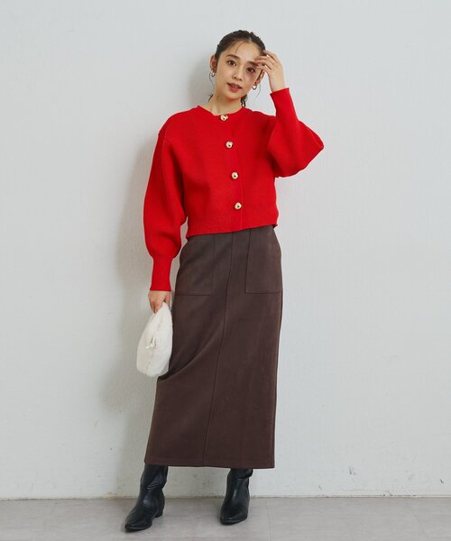 un dix cors（アンディコール）の「《女性らしい上品シルエット》マシュマロスエードナロースカート（スカート・レディース・キャメル/ブラウン/ピンクベージュ・FREE）」の9枚目の写真