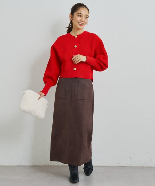 un dix cors（アンディコール）の「《女性らしい上品シルエット》マシュマロスエードナロースカート（スカート・レディース・キャメル/ブラウン/ピンクベージュ・FREE）」の12枚目の写真