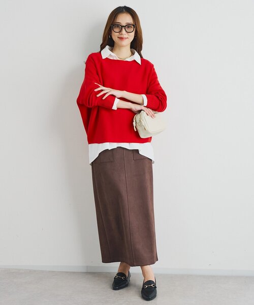 un dix cors（アンディコール）の「《女性らしい上品シルエット》マシュマロスエードナロースカート（スカート・レディース・キャメル/ブラウン/ピンクベージュ・FREE）」の13枚目の写真